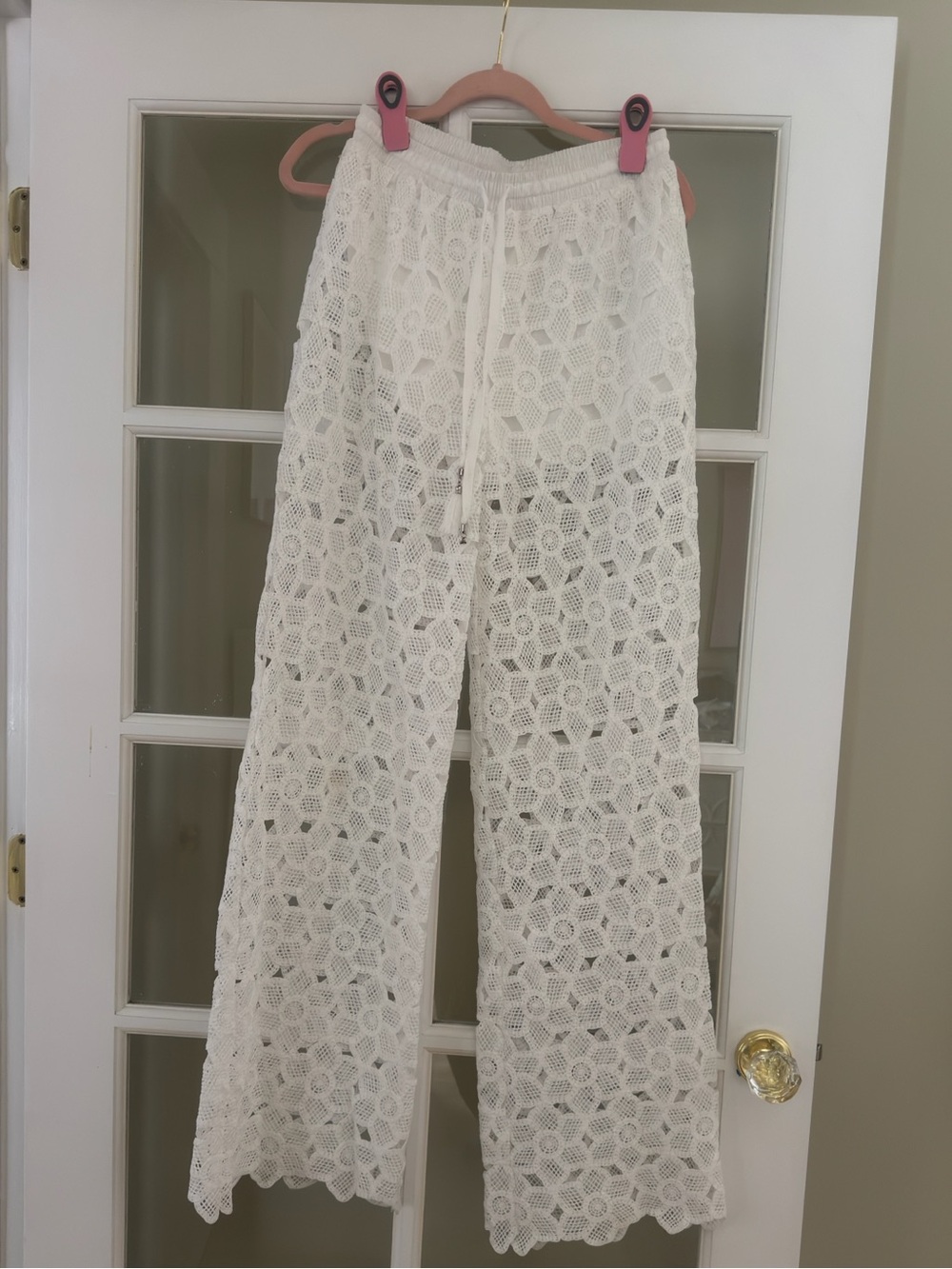 Blithe White Lace Wide-Leg Lounge Pants
